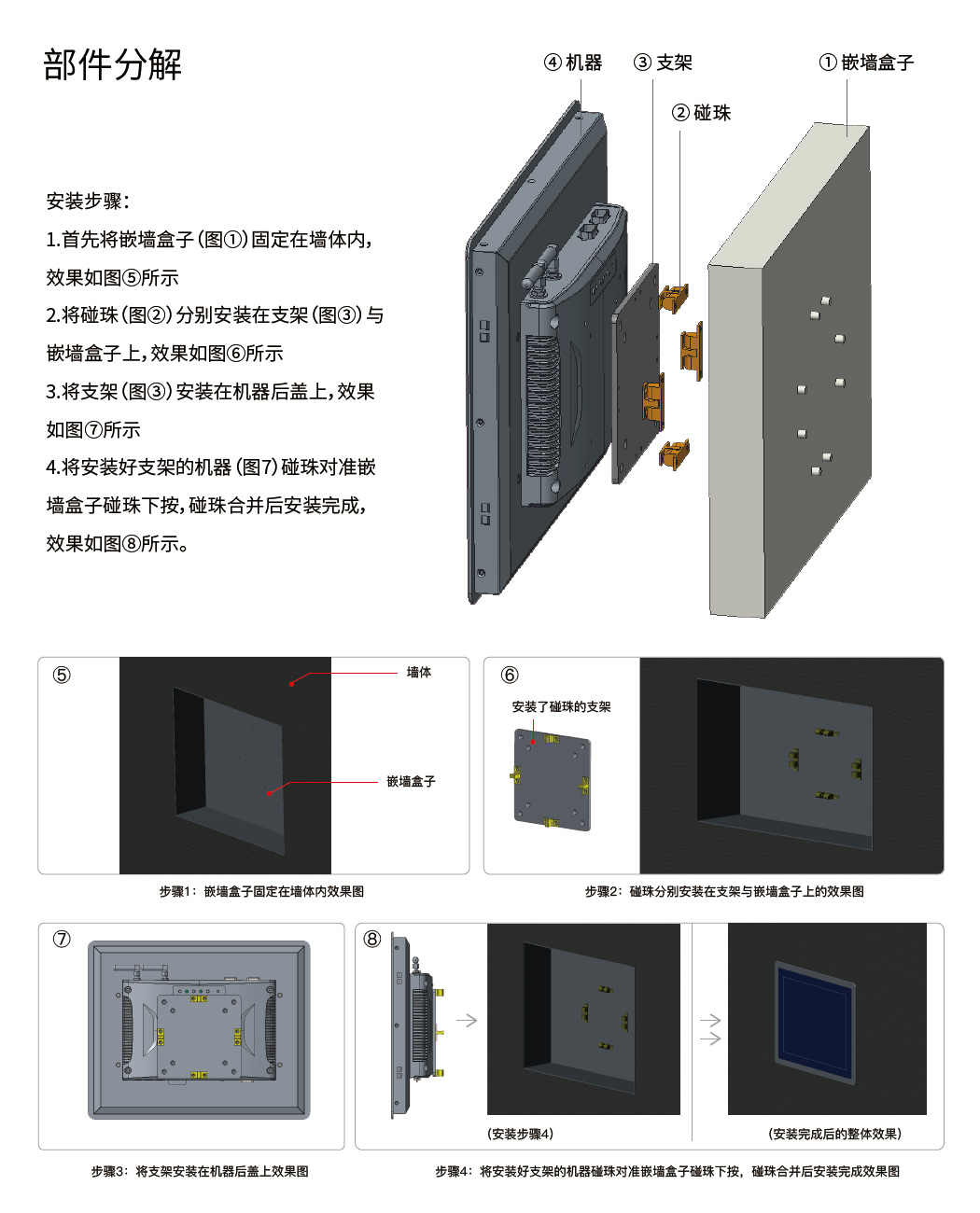 嵌墻式安裝指導(dǎo),嵌入式工業(yè)平板電腦一體機(jī),嵌入式顯示器